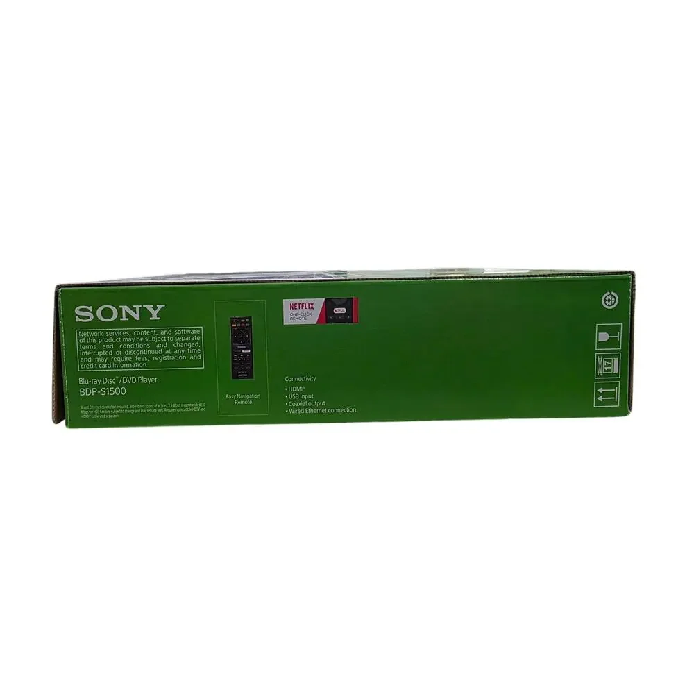 SONY BDP-S1500 Blu-Ray DVD Player Black HD 1080p TRILUMINOUS Smart Apps Wired